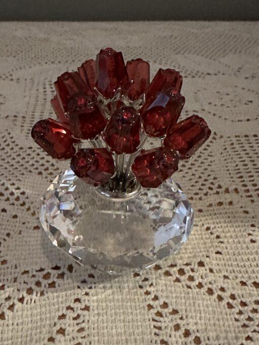 Swarovski Crystal Vase Of Red Roses Figurine