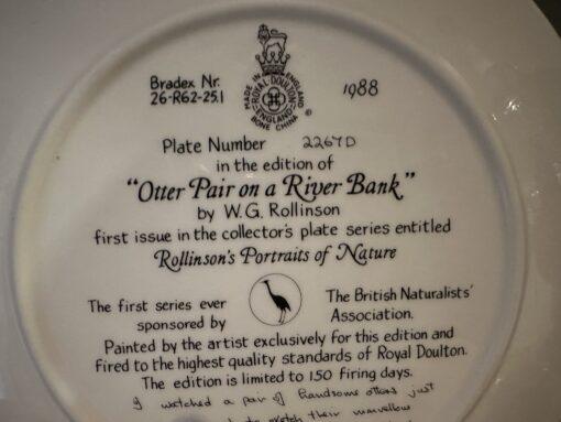 Royal Doulton Otter Pair On A River Bank Display Plate - W G Rollinson - Image 4