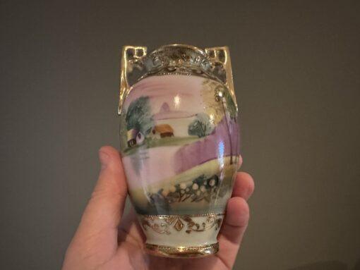 Small Art Deco Nippon Japan Hand Painted Vase With Raised Moriage Decoration And Gilt Trim - Image 3