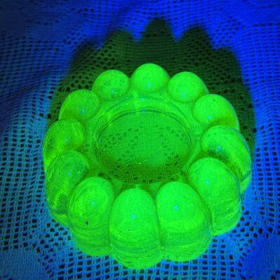 Antique Victorian Piano Castor / Insulator in Canary Uranium Glass With Amazing Glow
