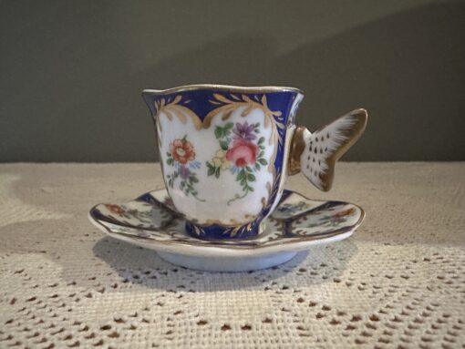 Paris Royal Limoges Miniature Cup And Saucer With Butterfly Handle