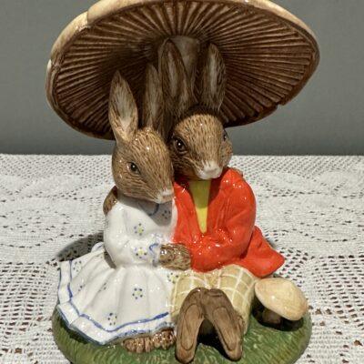 Royal Doulton Bunnykins Of The Year 2010 - Cuddling Under A Mushroom - Boxed And Signed By Michael Doulton