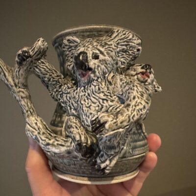 Hellfire Pottery Australia Large Koala And Joey Figural Mug