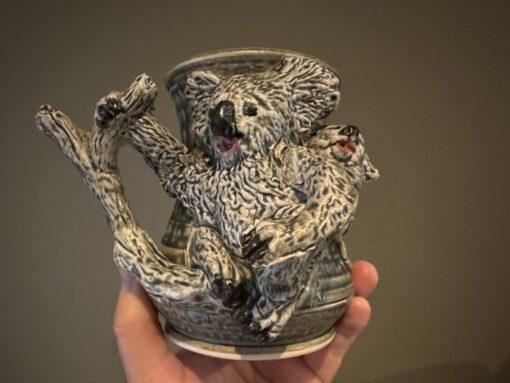 Hellfire Pottery Australia Large Koala And Joey Figural Mug