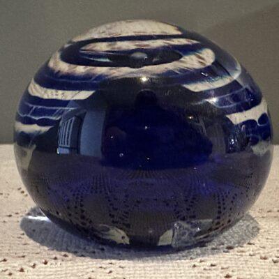 Brian Hirst Art Glass Paperweight - Cobalt Blue Spiral