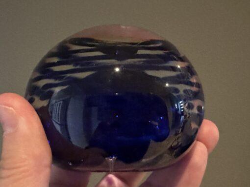 Brian Hirst Art Glass Paperweight - Cobalt Blue Spiral - Image 2
