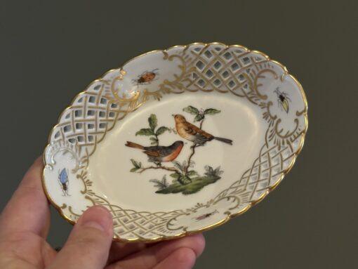 Herend Rothschild Bird Heavily Gilt Reticulated Bonbon Dish - Image 2
