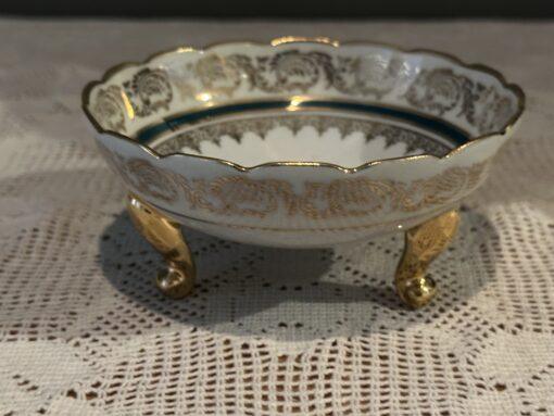 Limoges Footed Floral Gilt Bonbon Bowl - Hand Accented - Image 2