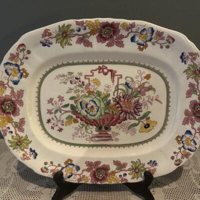 Vintage Mason's Strathmore Pattern Small Serving Platter - 1949 - Pink Version