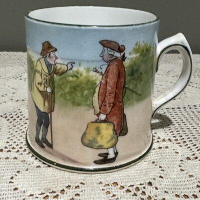 Very Rare Antique Royal Doulton Blue Sky Coaching Days Rex Shaped Mug - c1905 - E2768 - No Coach