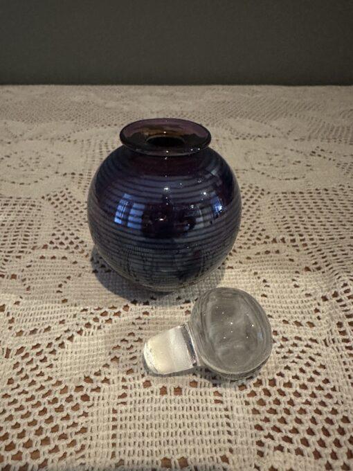 Hand Blown Iridescent Glass Signed Perfume Bottle - Michael Hook Australia - Image 2