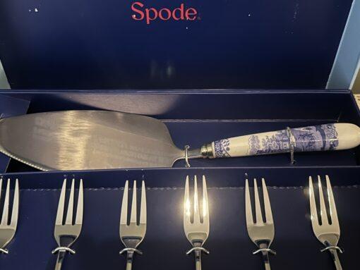Stunning Spode Blue Italian Cake Slice And Forks Set In Box - Image 3