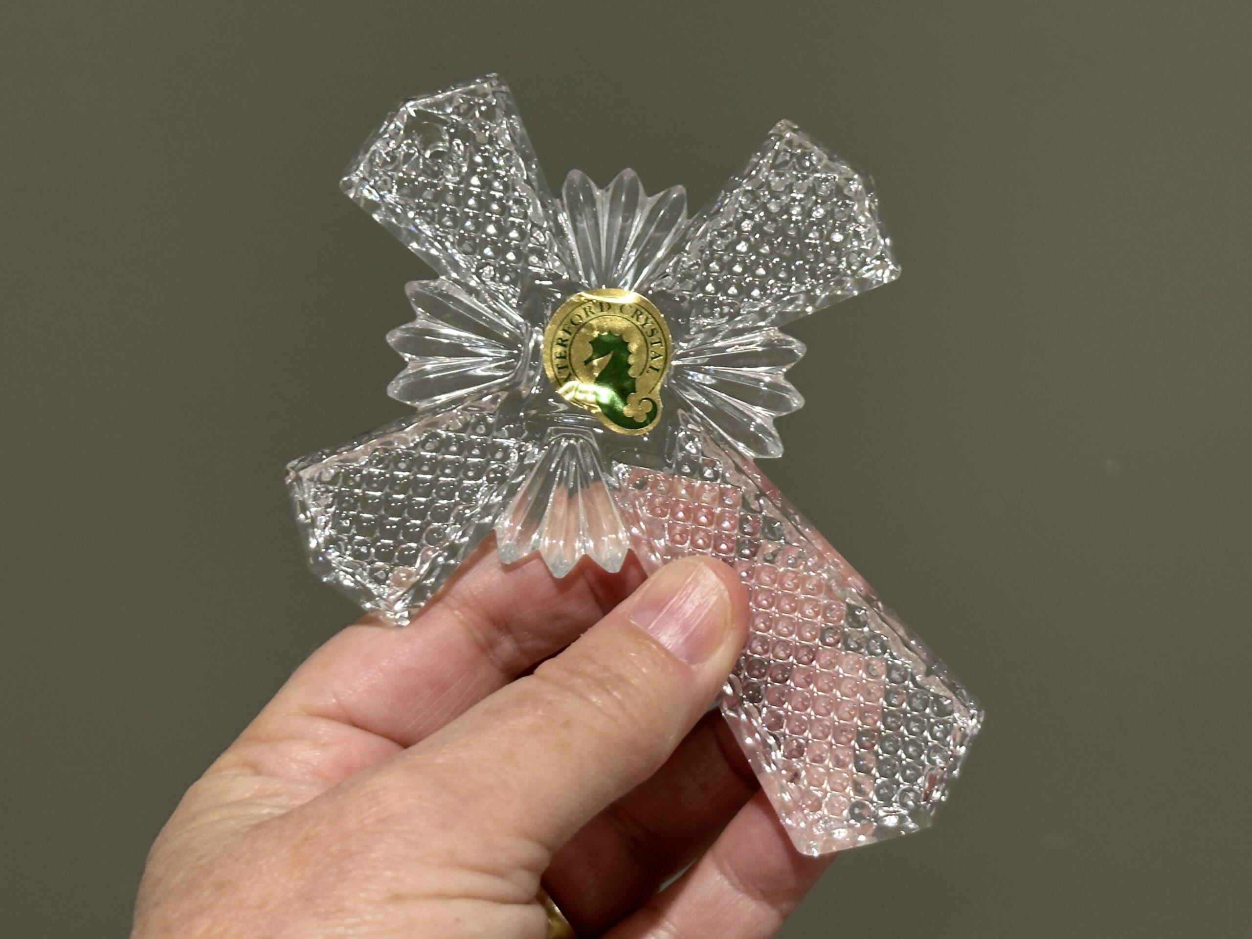 Waterford Crystal 2014 Boxed Christmas Tree Bauble - Cross With Dated Hanger And Velvet Bag