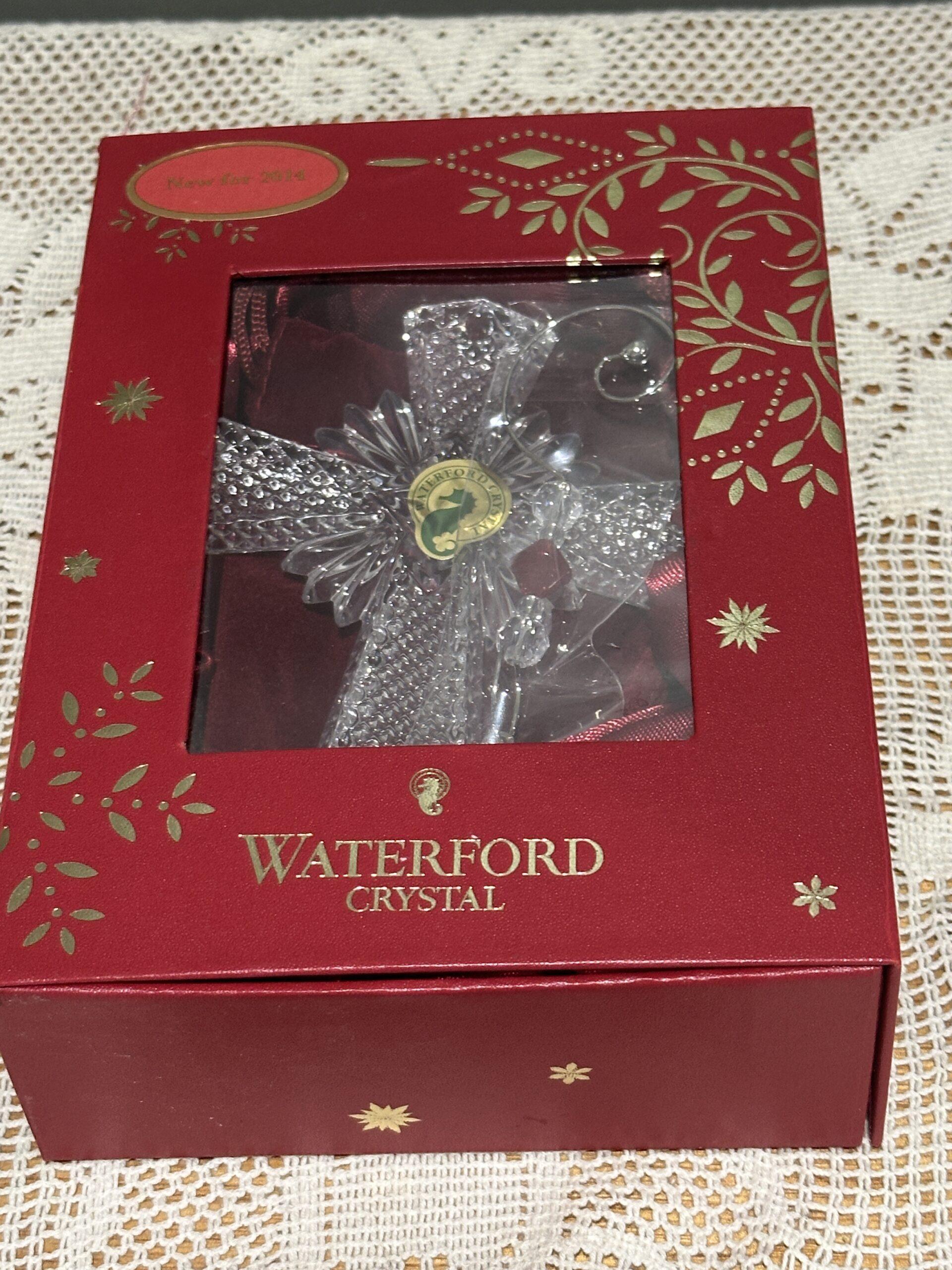 Waterford Crystal 2014 Boxed Christmas Tree Bauble - Cross With Dated Hanger And Velvet Bag - Image 5