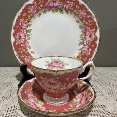 Royal Albert Trio With Large Side Plate - Happiness - Pink Roses