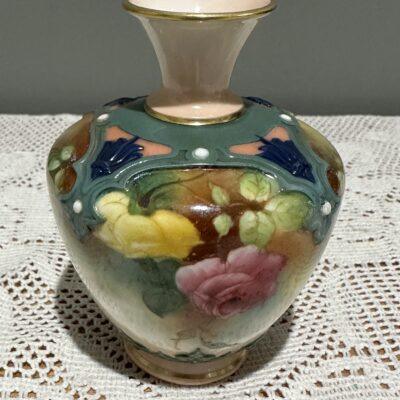 Miniature Antique 1908 Royal Worcester Hadley Ware Vase - Hadley Roses