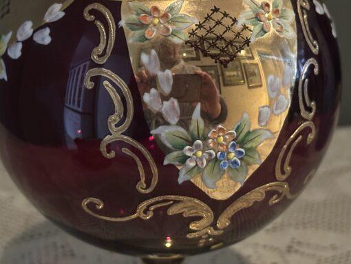 Large Bohemian Ruby Glass Apothecary Jar With Tented Lid - Heavily Gilt And Hand Painted - Image 4