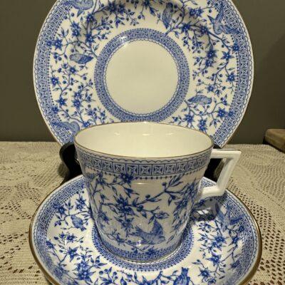 Rare Royal Crown Derby Vintage Breakfast Trio - Pembroke Pattern - Royal Blue