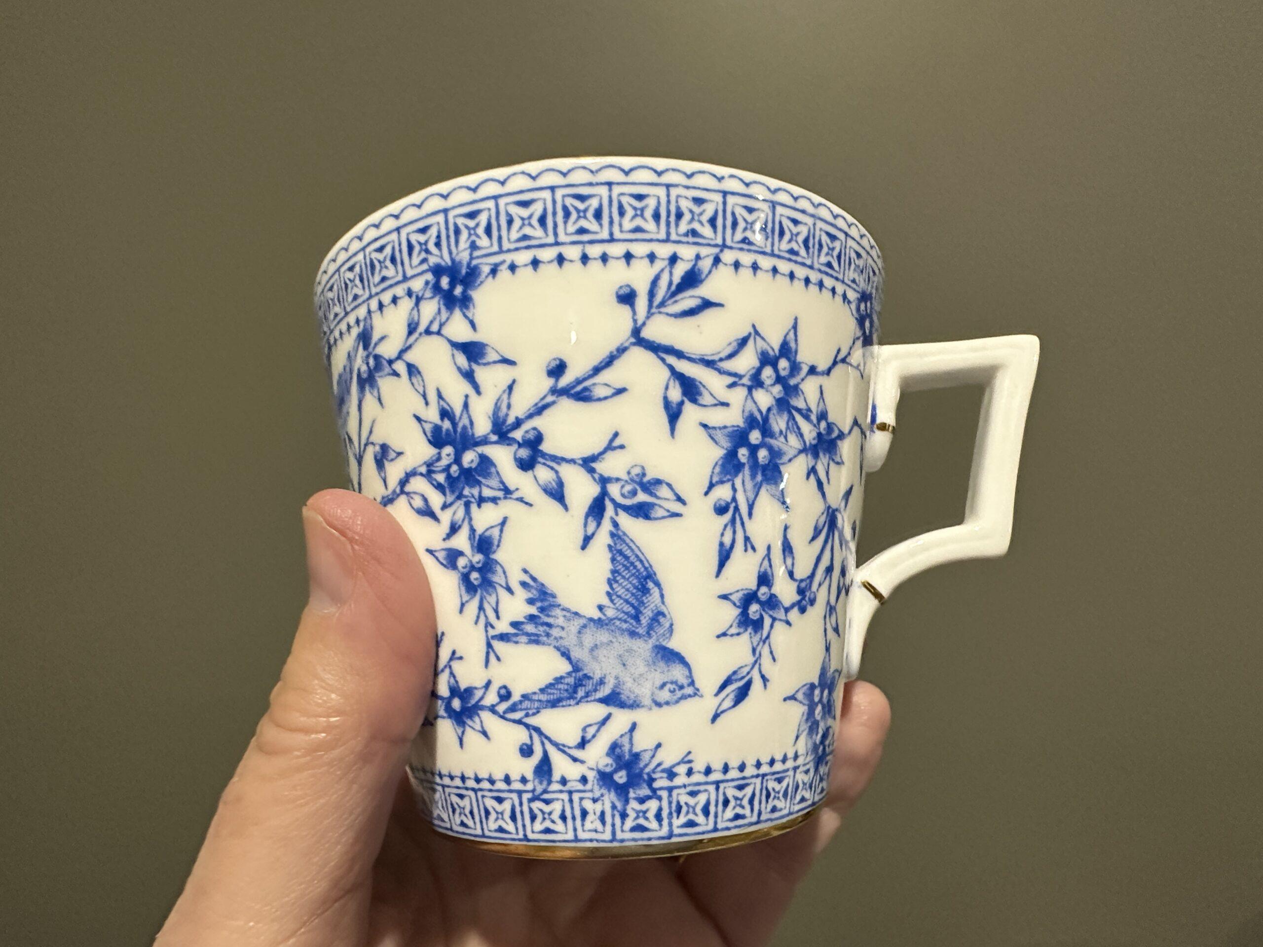 Rare Royal Crown Derby Vintage Breakfast Trio - Pembroke Pattern - Royal Blue - Image 2