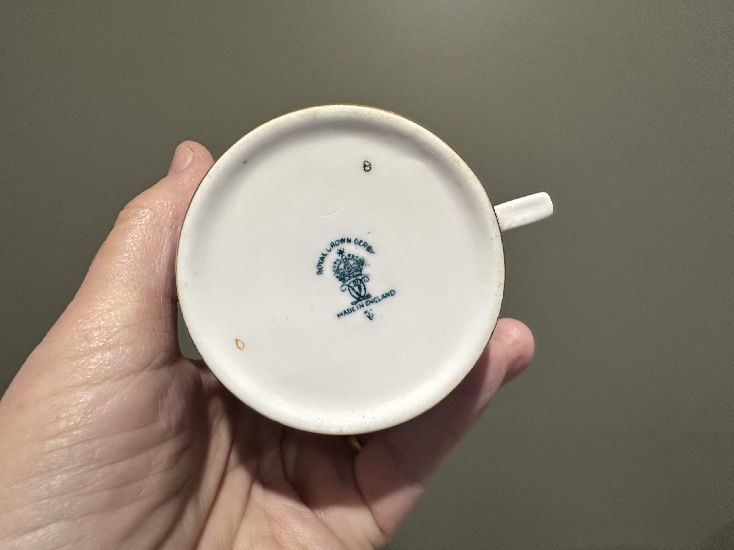 Rare Royal Crown Derby Vintage Breakfast Trio - Pembroke Pattern - Royal Blue - Image 4