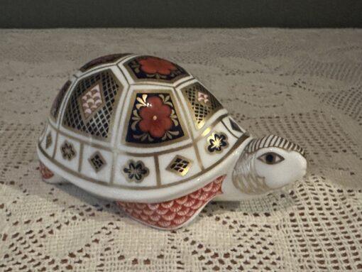 Royal Crown Derby Imari Tortoise Paperweight With Silver Stopper - Image 2
