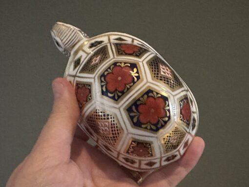 Royal Crown Derby Imari Tortoise Paperweight With Silver Stopper - Image 3