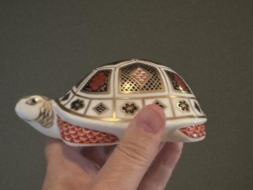 Royal Crown Derby Imari Tortoise Paperweight With Silver Stopper - Image 4