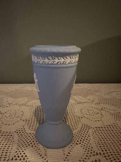 Rare Wedgwood White On Blue Posy Vase - Scarce Shape - Image 2