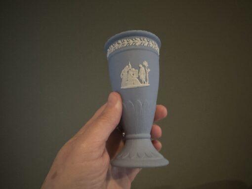 Rare Wedgwood White On Blue Posy Vase - Scarce Shape - Image 3