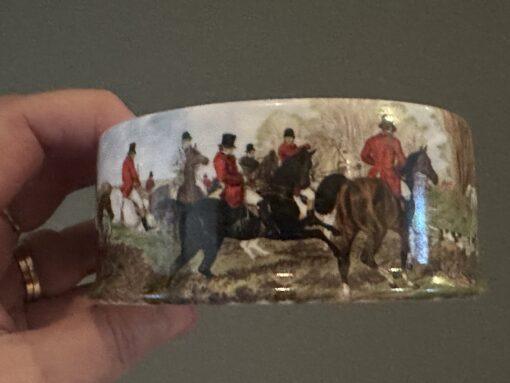 Large Newhall Staffordshire Hunting Scene Trinket Picture Box - 10.2cm - Image 3
