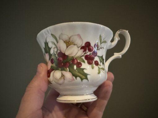 Royal Albert Flower Of The Month Trio With Extra Large Side Plate - December - Christmas Rose - Image 2