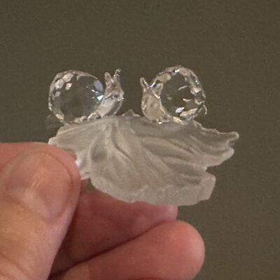 Swarovski Crystal In The Secret Garden Snail Babies On Vine Leaf Figurine