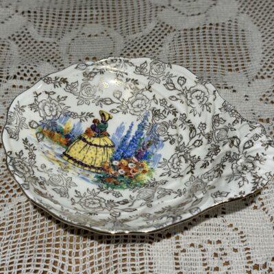James Kent Crinoline Lady jam / Relish Dish - Embossed With Gilt Chintz