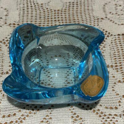 Vintage Bohemia Glass Celestial Blue Salt / Votive / Trinket / Ashtray