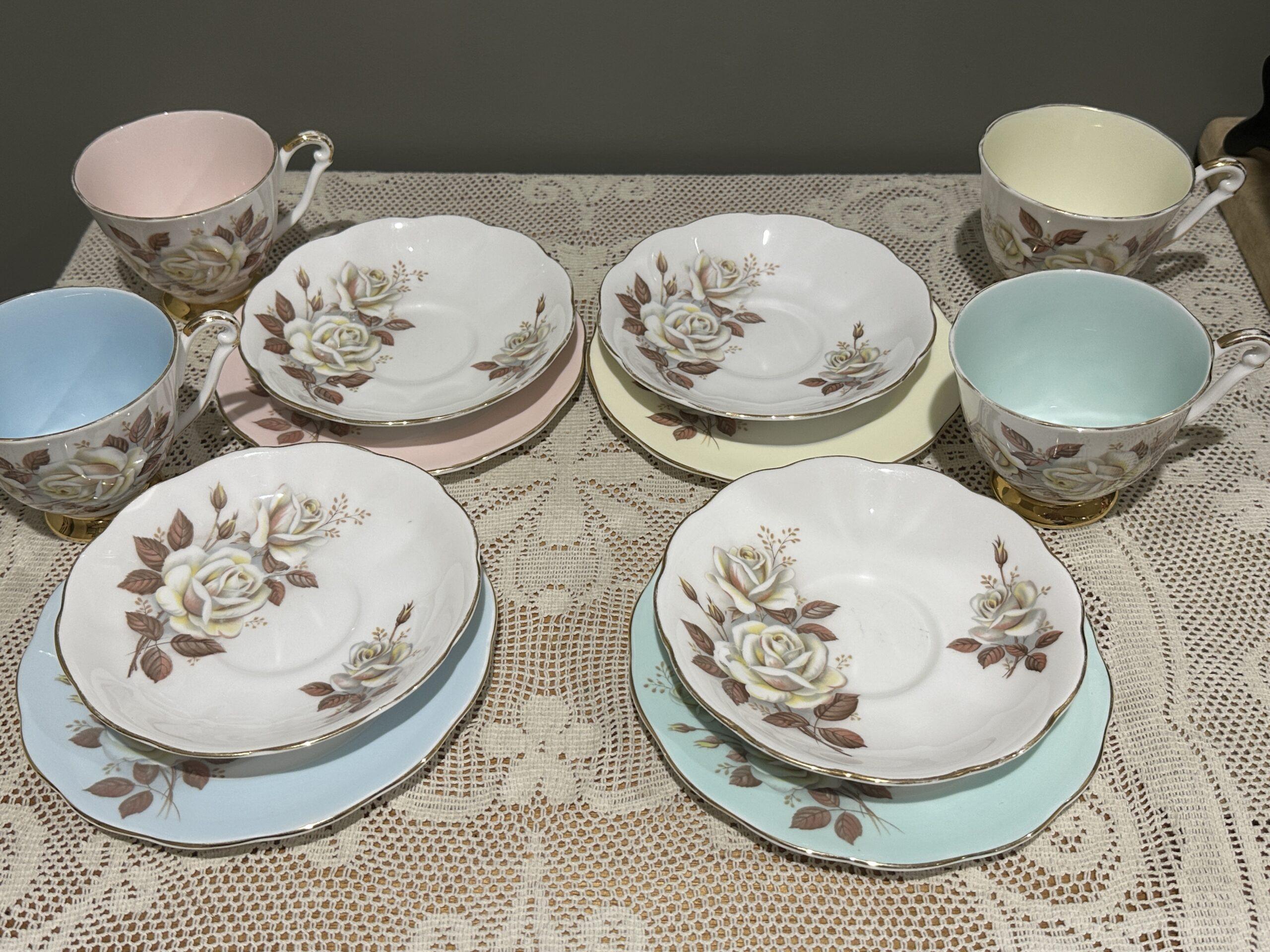 Vintage Queen Anne Bone China Harlequin Tea Set For Four - Autumn Rose - Image 2
