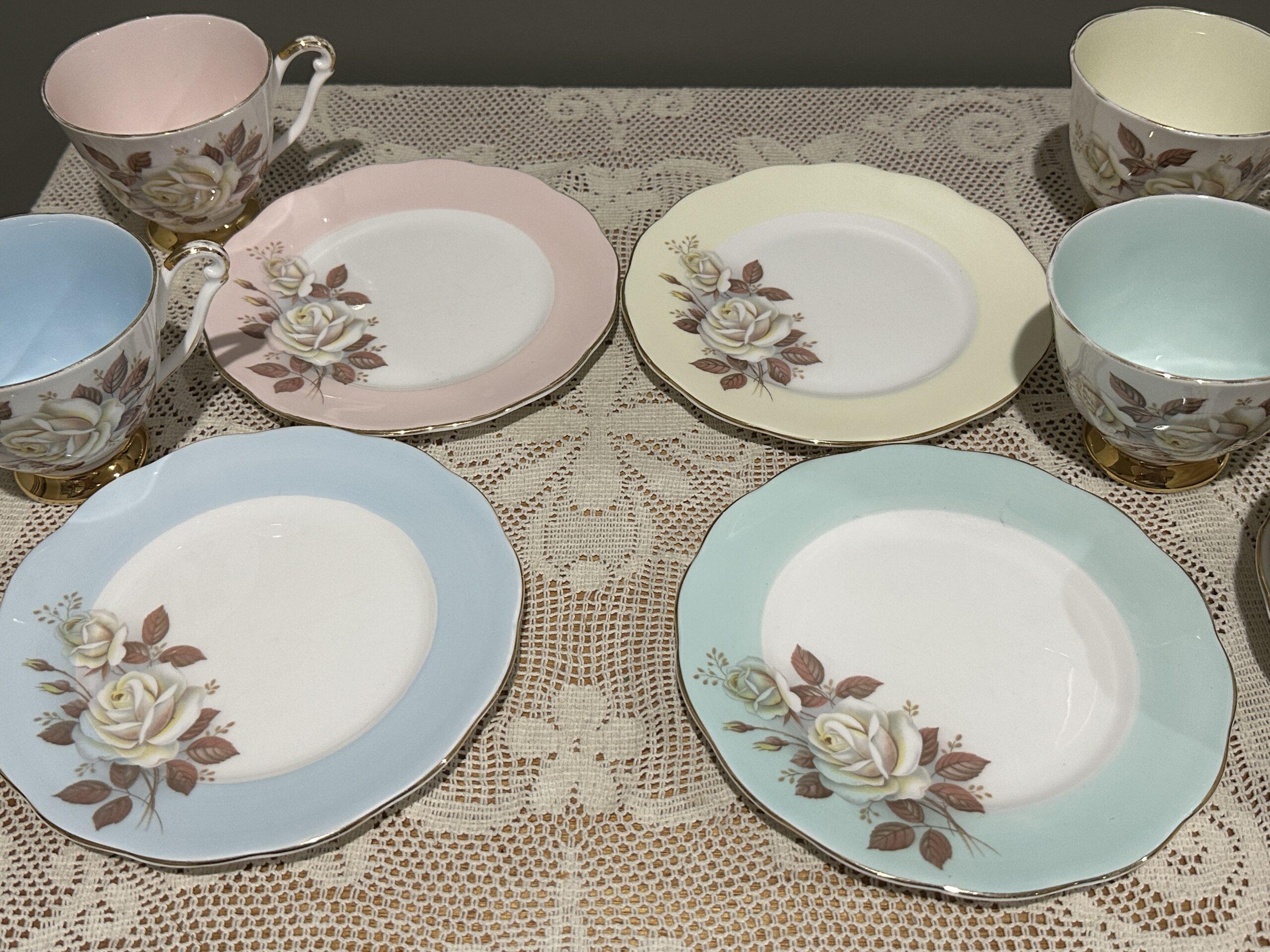 Vintage Queen Anne Bone China Harlequin Tea Set For Four - Autumn Rose - Image 3