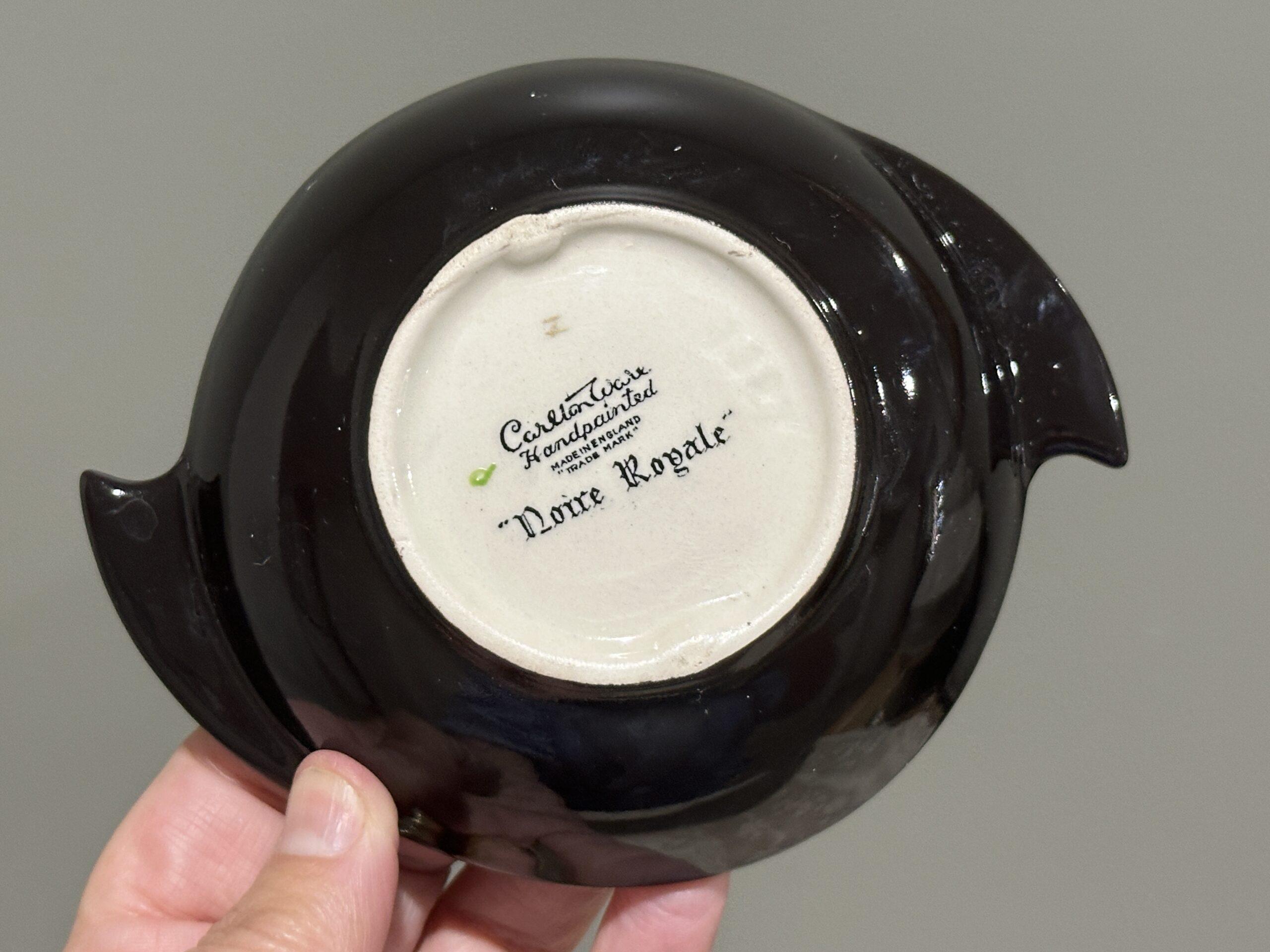 Rare Art Deco Carlton Ware Noire Royale Jam / Relish Dish - Heavily Gilt With Lilly Of The Valley Pattern - Image 3