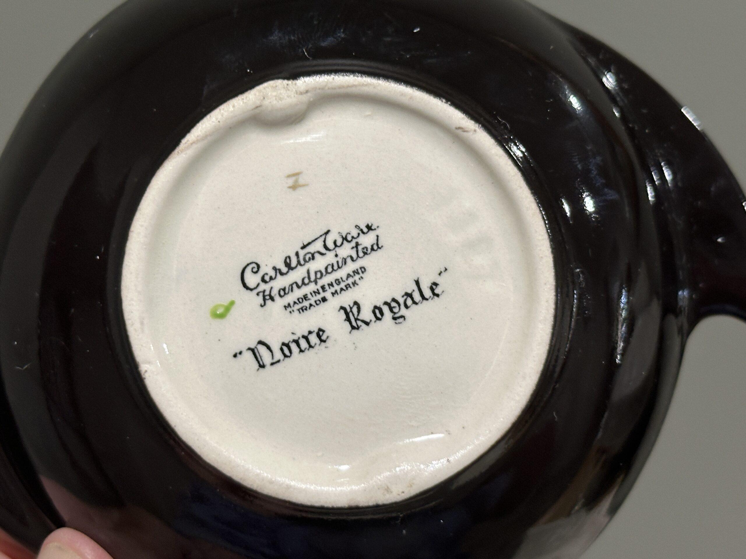 Rare Art Deco Carlton Ware Noire Royale Jam / Relish Dish - Heavily Gilt With Lilly Of The Valley Pattern - Image 4